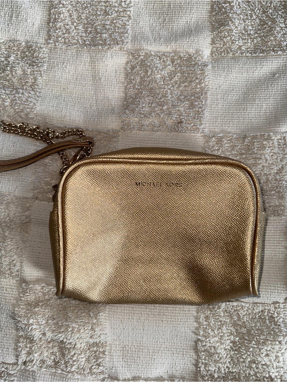 Michael‎ Kors Jet Set metallic gold leather crossbody shoulder bag purse